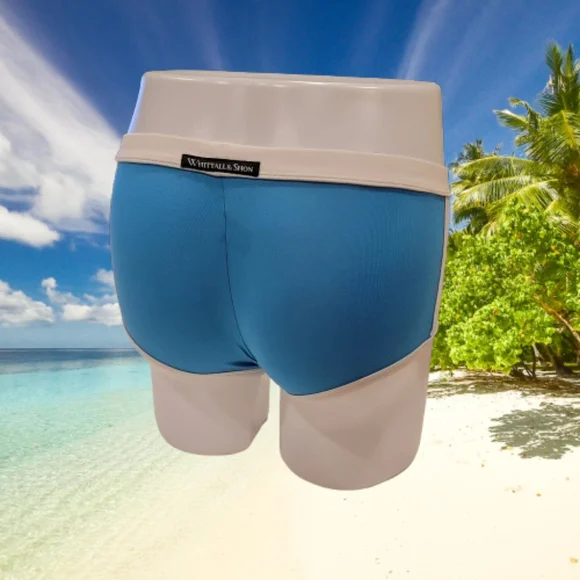 Whittall & Shon Microfiber Boxcut Swim Trunks Torquoise Small - Picture 3 of 7